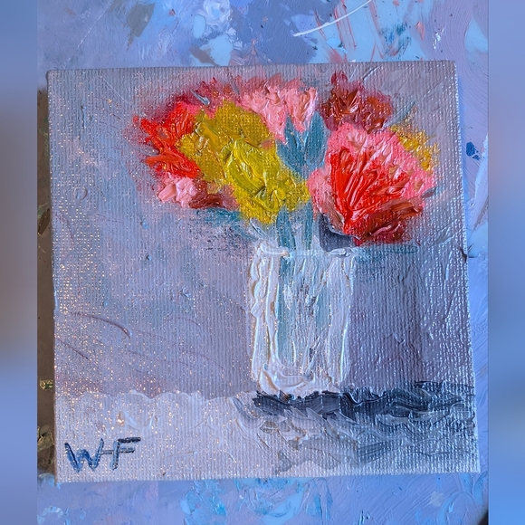 WHFdesigns Other - Vibrant Floral Oil On Canvas Mini Art